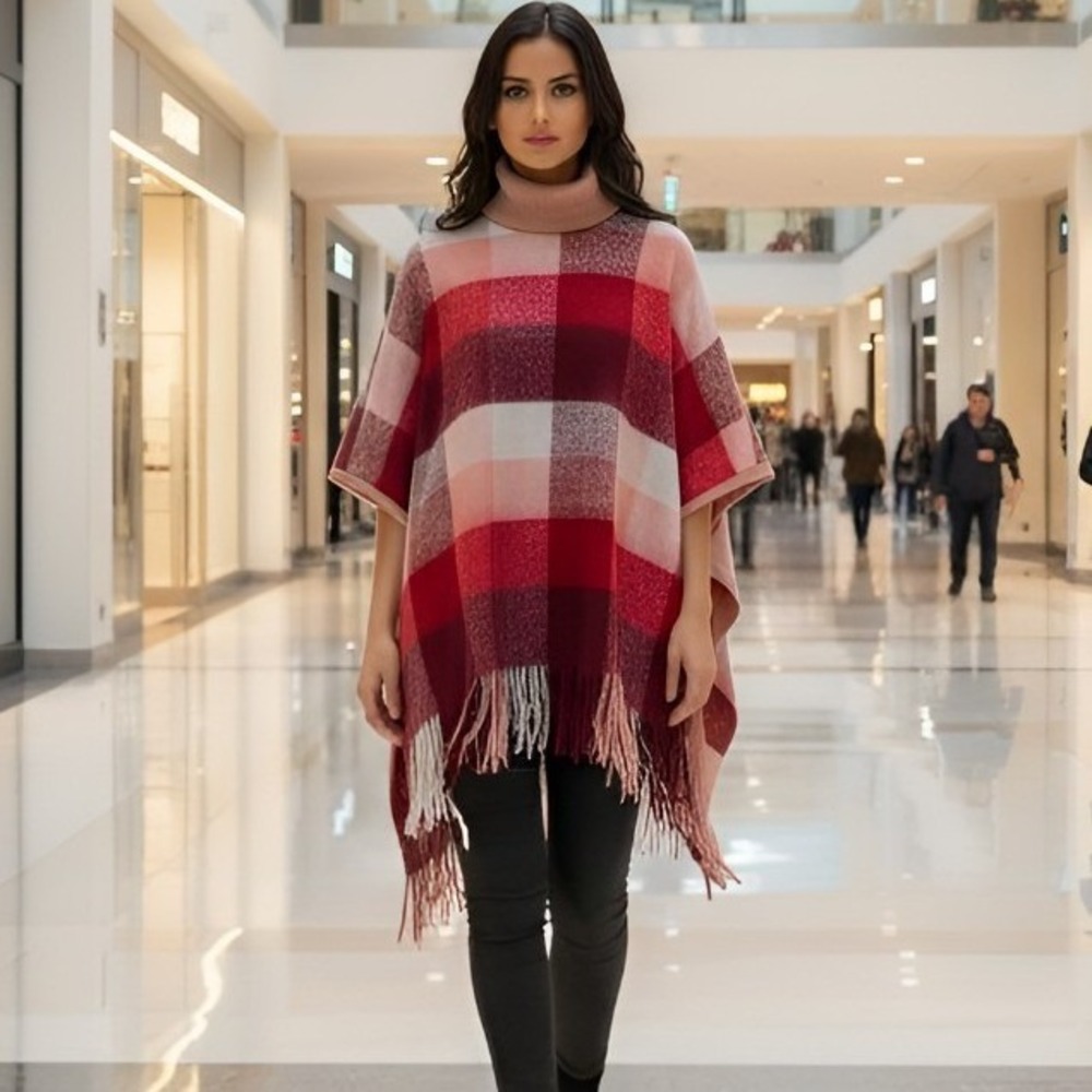 Kensie Sleeveless Burgundy‎ Turtleneck Shawl One Size Women's Wrap
